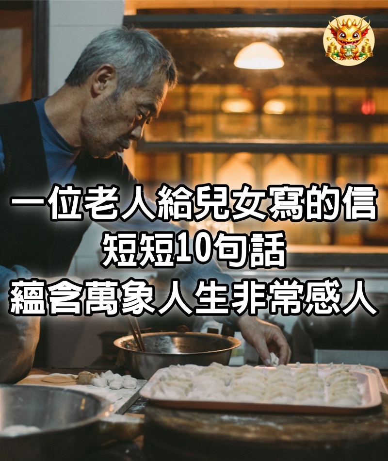 一位老人給兒女寫的信，短短10句話，蘊含萬象人生，非常感人