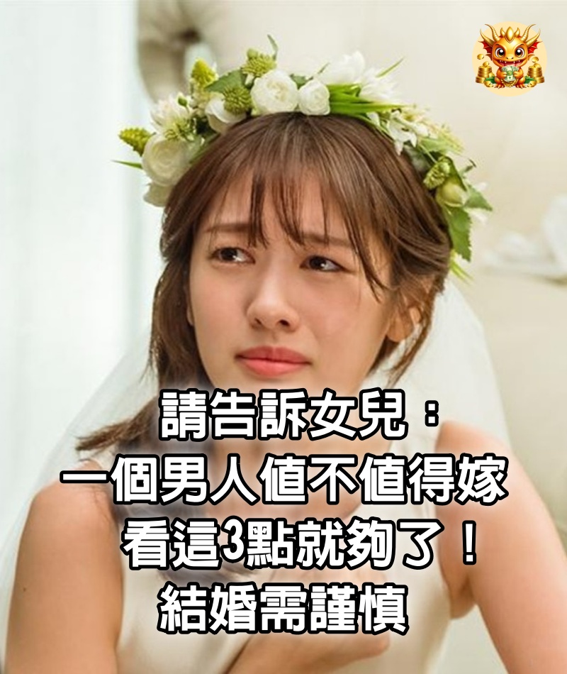 請告訴女兒：一個男人值不值得嫁，看這3點就夠了！結婚需謹慎