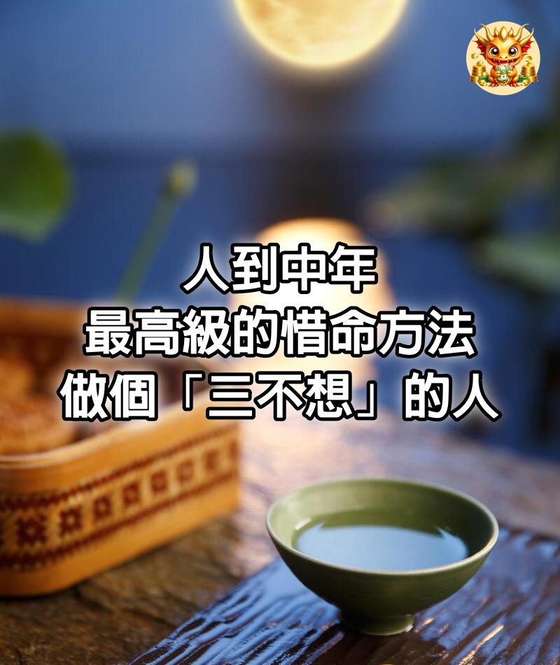 人到中年，最高級的惜命方法，做個「三不想」的人