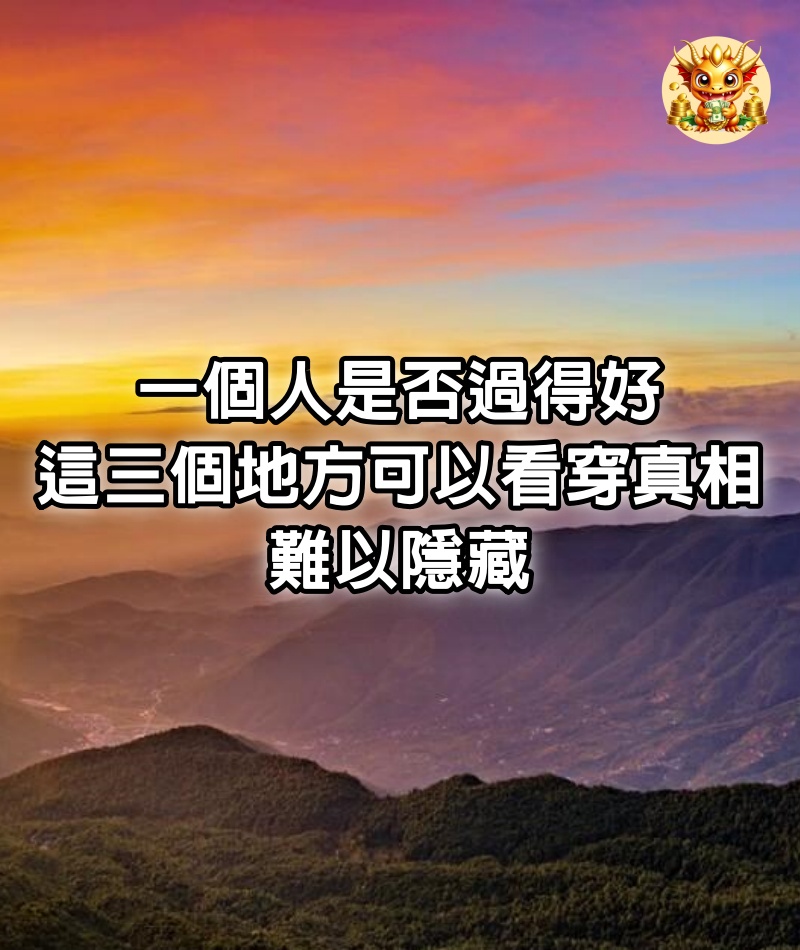 一個人是否過得好，這三個地方可以看穿真相，難以隱藏