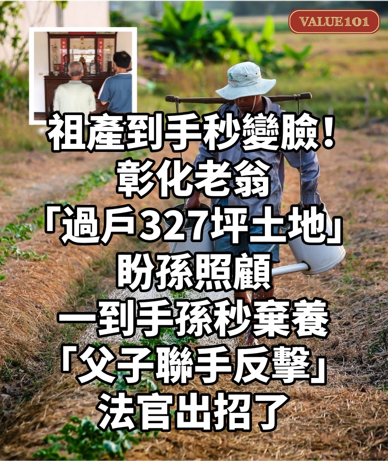 祖產到手秒變臉！彰化老翁「過戶327坪土地」盼孫照顧　一到手孫秒棄養「父子聯手反擊」法官出招了