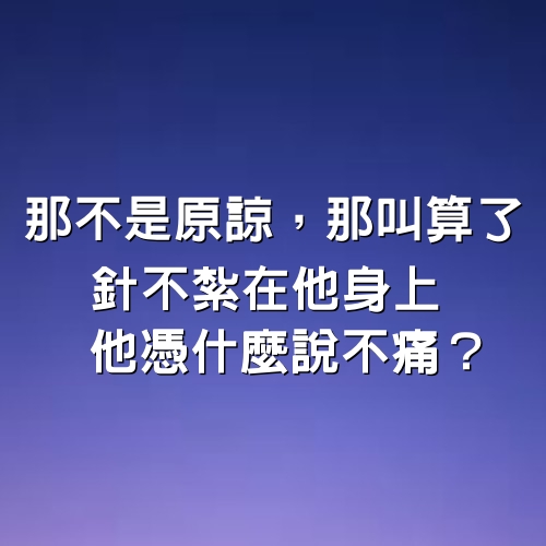 那不是原諒， 那叫算了，針不紮在他身上， 他憑什麼說不痛？