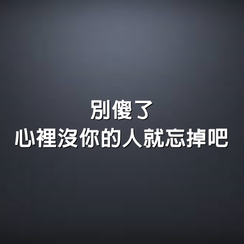 別傻了，心裡沒你的人，就忘掉吧