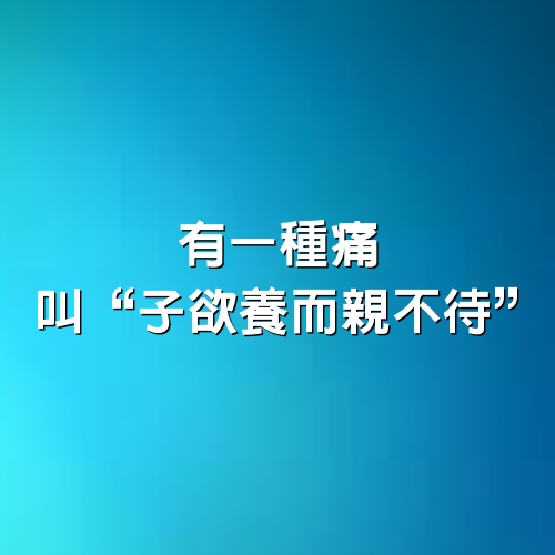 有一種痛，叫“子欲養而親不待”