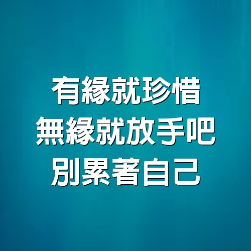 有緣就珍惜，無緣就放手吧，別累著自己。