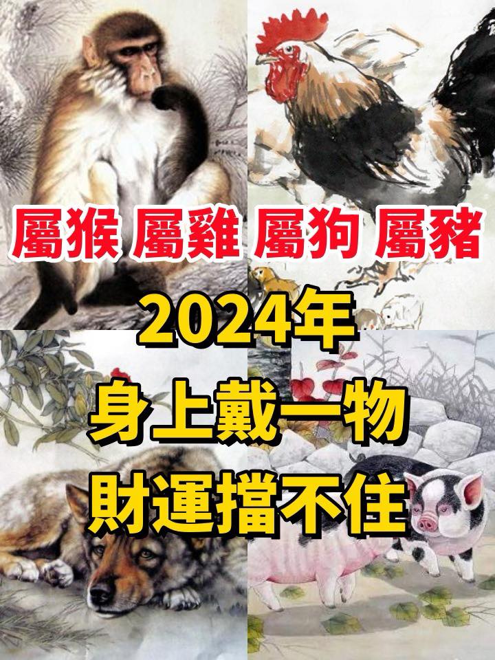 生肖「屬猴、屬雞、屬狗、屬豬人」2024年身上戴一物，財運擋不住！