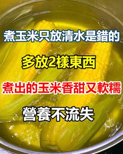 煮玉米只放清水是錯的！多放2樣東西，煮出來的玉米香甜又軟糯，營養不流失