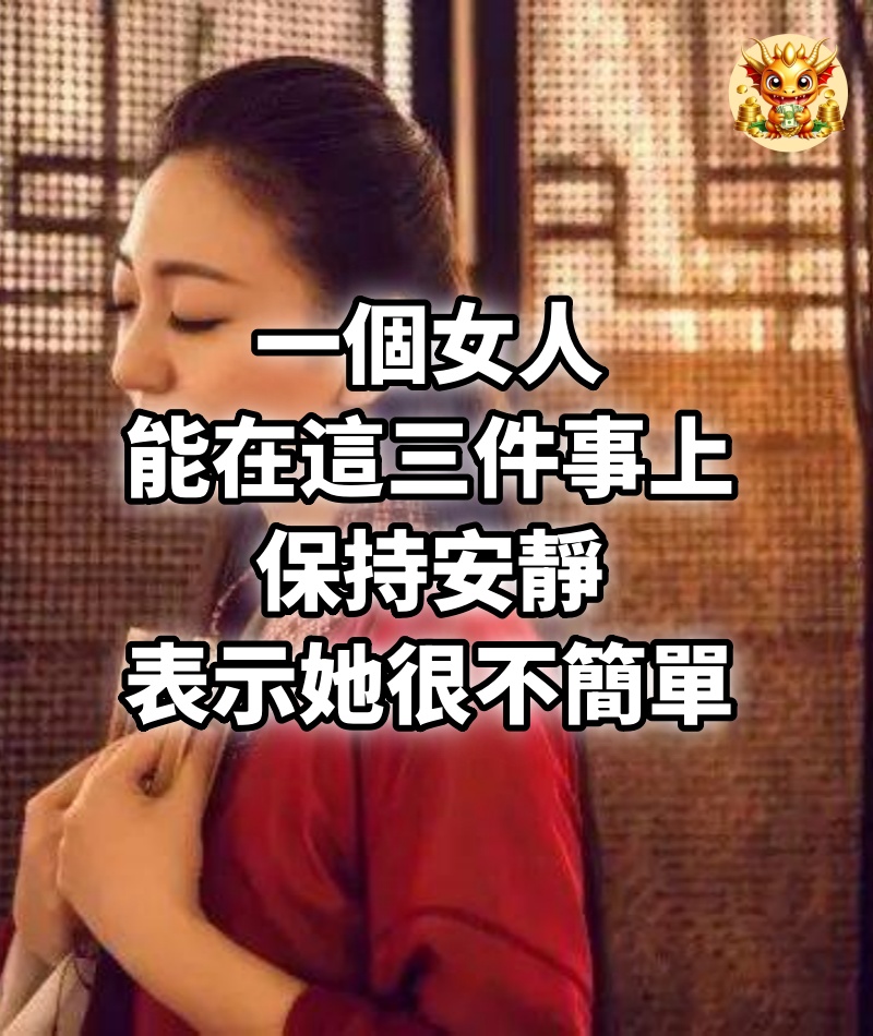 一個女人，能在這三件事上保持安靜，表示她很不簡單