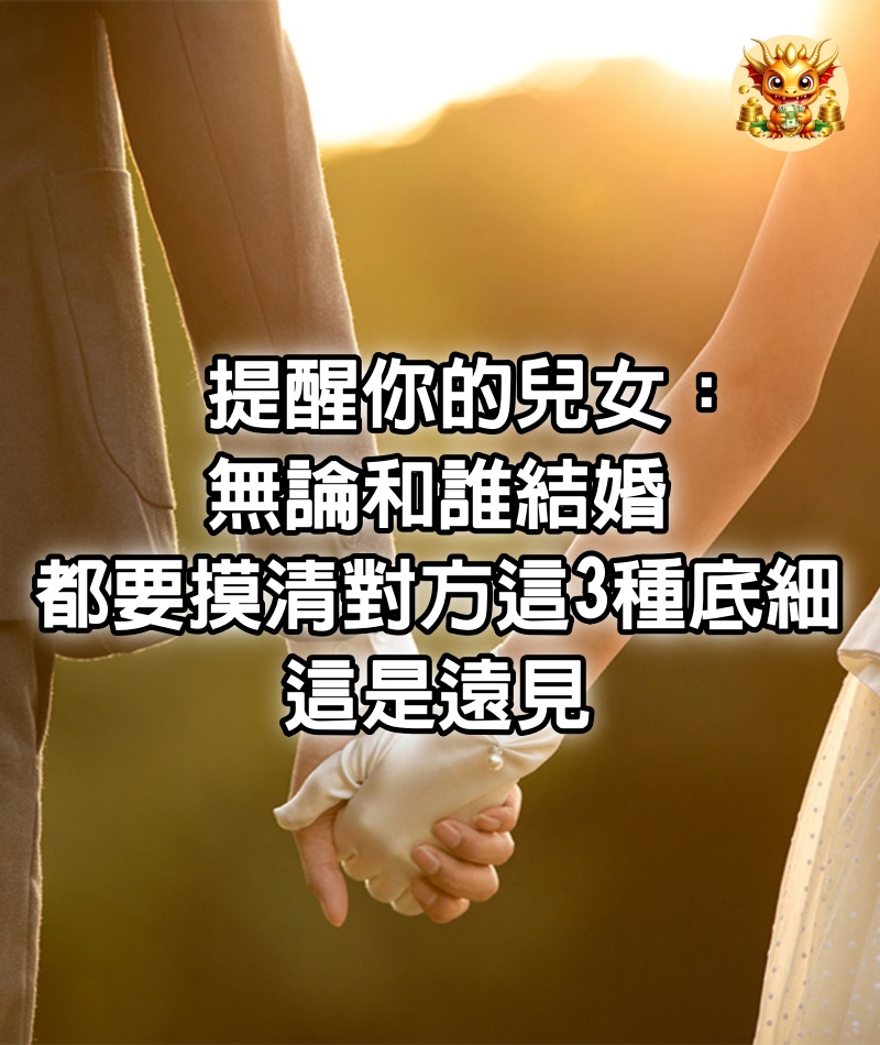 提醒你的兒女：無論和誰結婚，都要摸清對方這3種底細，這是遠見