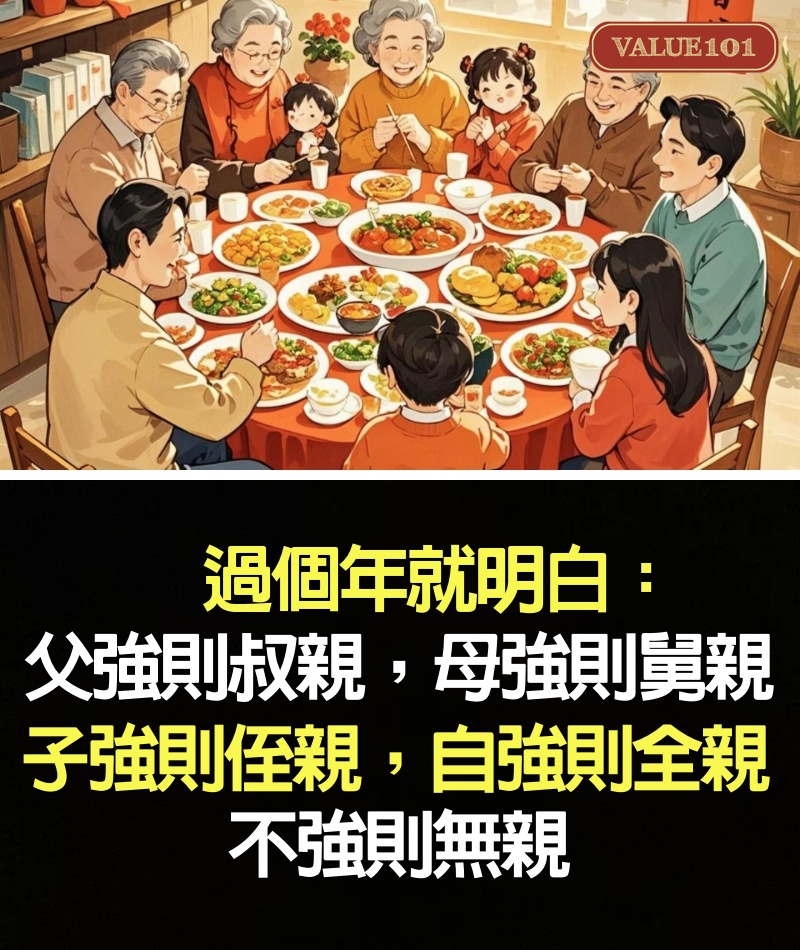 過個年就明白：父強則叔親，母強則舅親，子強則侄親，自強則全親，不強則無親